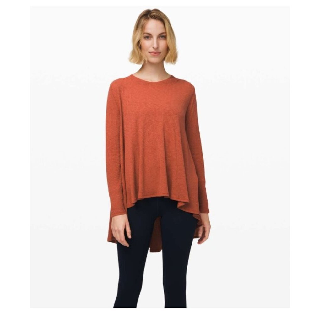 Lululemon Dare to Drape Long Sleeve Rustic Clay Size S Athleisure Top Ribbed